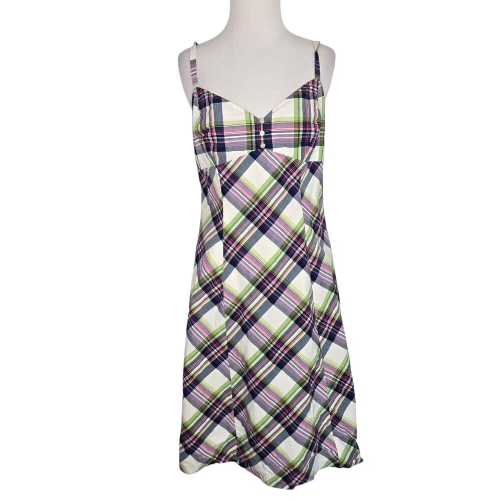 Vintage 90s Y2K Babydoll Preppy Plaid Dress Old Money Academia Midi Womens 10